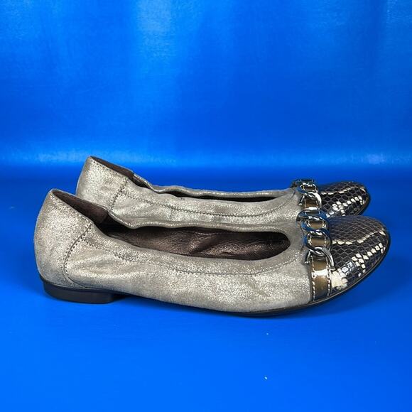Attilio Giusti Leombruni AGL Link Ballet Flats - Gold/Reptile - 36 - Picture 3 of 8